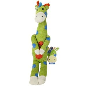 Monkeez & Friend Junior Giraffe Acrylic Yarn Plush Green Blue Baby NEW